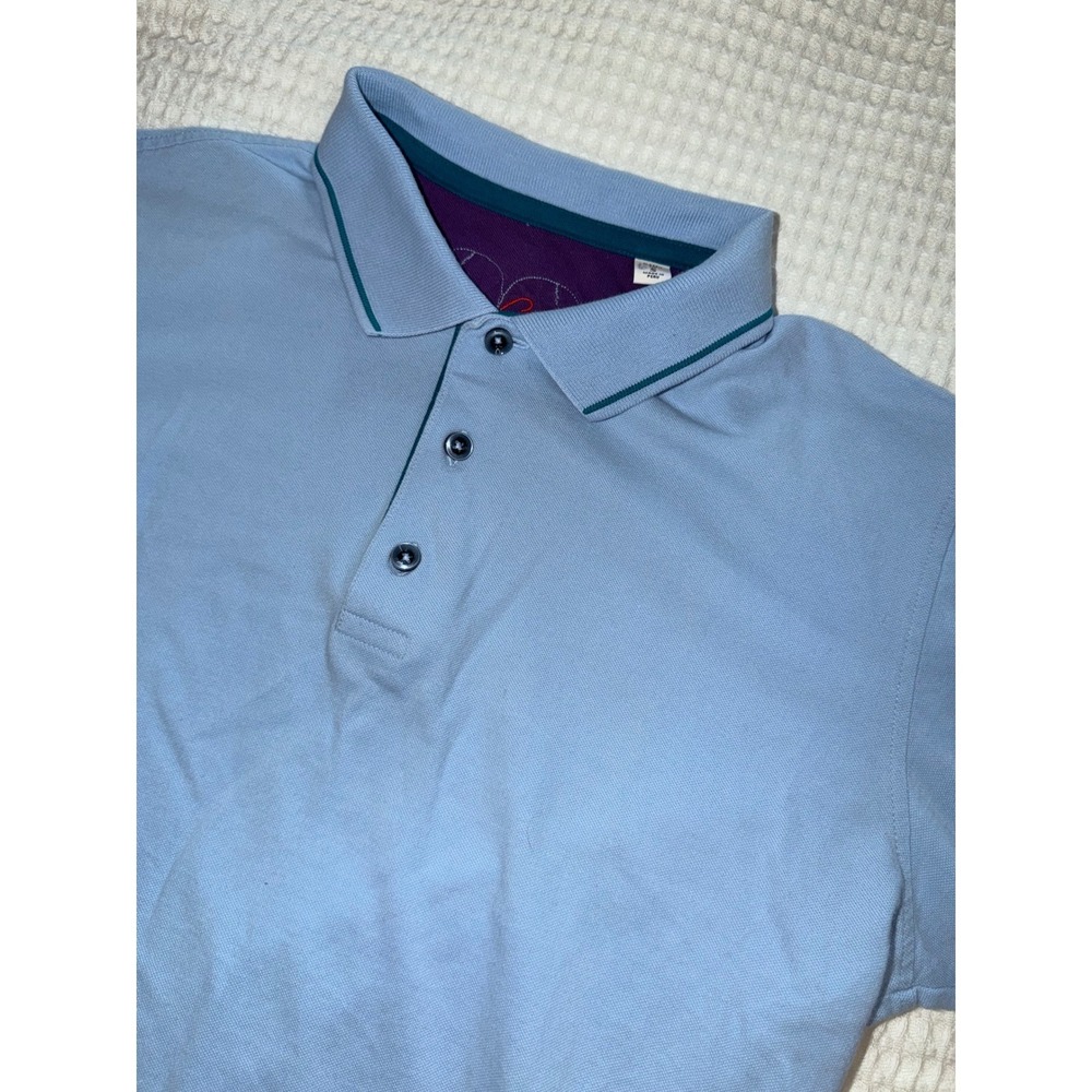 Robert Graham Polo Shirt Mens Small Light Blue Short Sleeve Tipped Collar Skull
